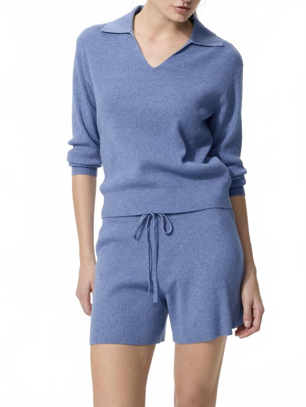 Uniqlo Washable Knit Ribbed Shorts NWT Blue XS